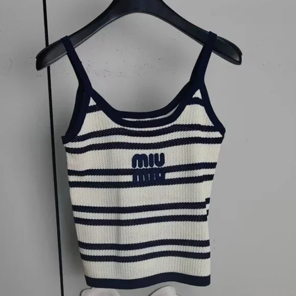 トップス MIUMIU Navy Short Tank Top トップス MIUMIU Navy Short Tank Top トップス MIUMIU Navy